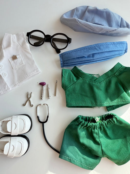 Doctor Outfit Set for Labubu – Mini Surgeon Costume with Stethoscope & Glasses