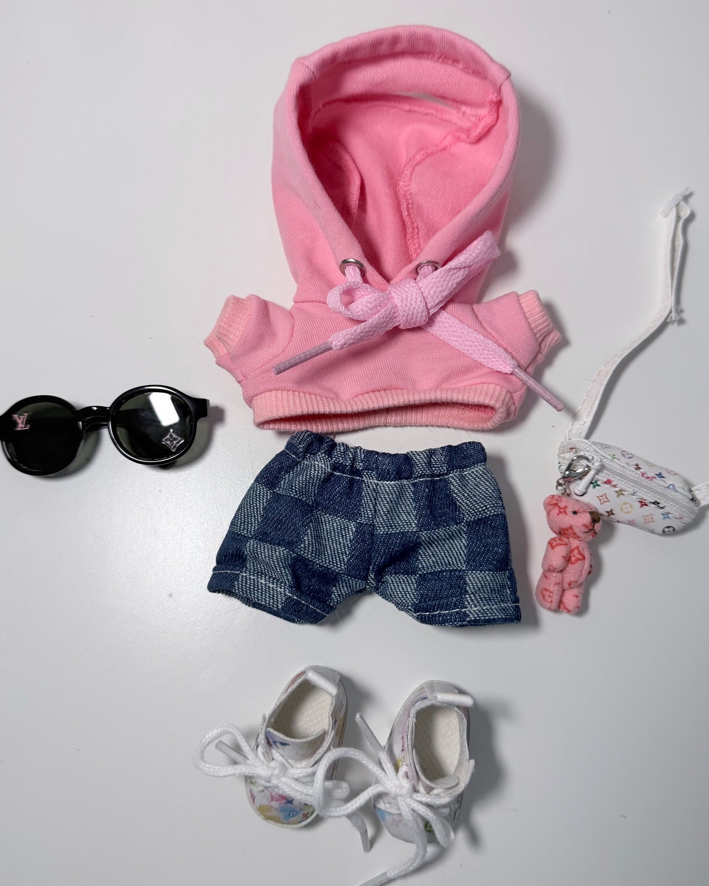 The Little Bear Edit – Pink Hoodie Outfit Set for Labubu Doll