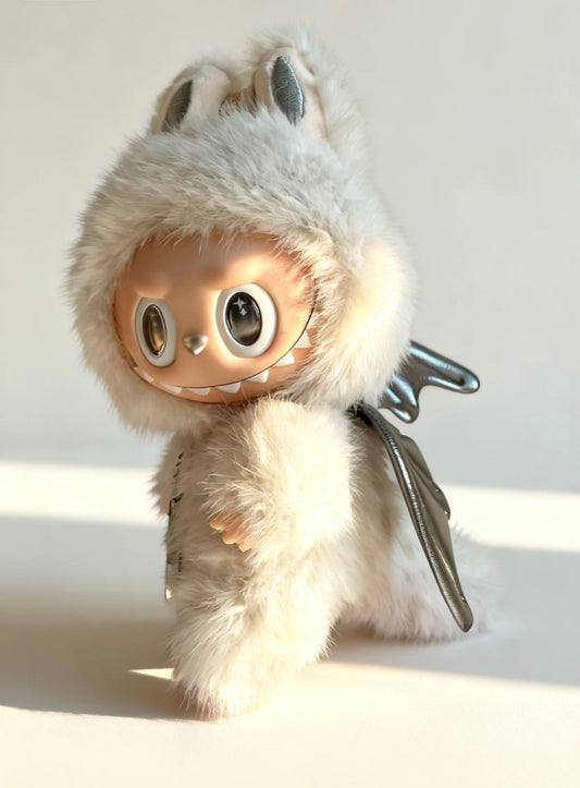 Fuzzy Labubu Custom Doll – 17cm "Little Angel" Handmade OOAK Art Toy