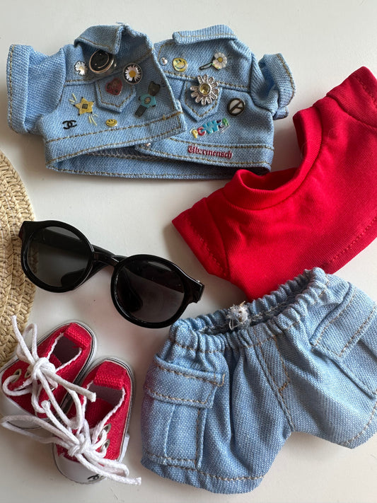 K-pop Inspired Denim Doll Outfit Set – 6 Pieces