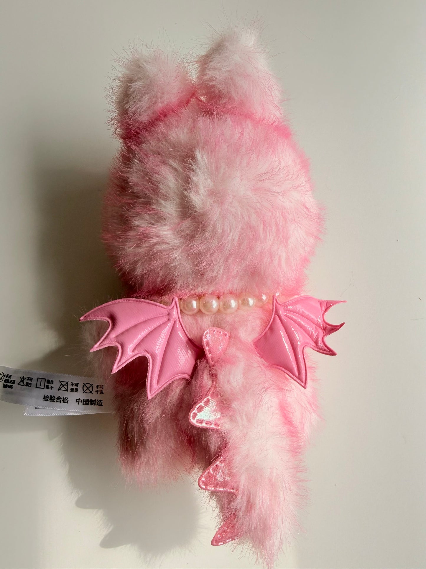 Custom Labubu Doll "Pink Butterfly Devil" – 17cm OOAK Handmade Art Toy