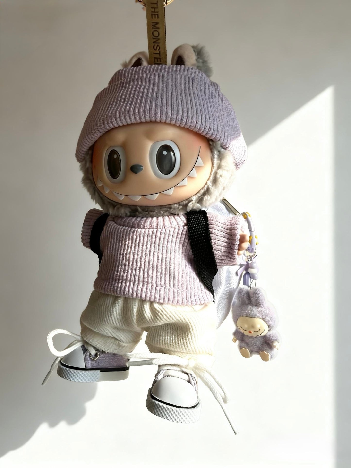 Labubu Lavender Cozy Knit Set – Mini Labubu Charm - Outfit for Labubu - Labubu Clothes