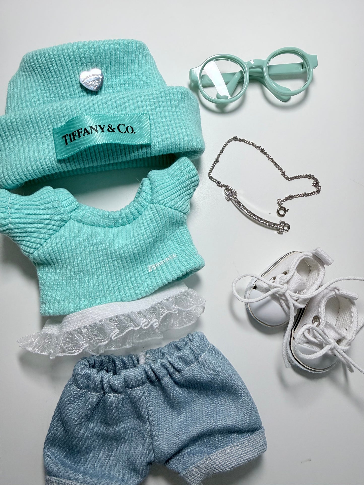 Tiffany Blue Casual Chic Set - Outfit for Labubu - Labubu Clothes