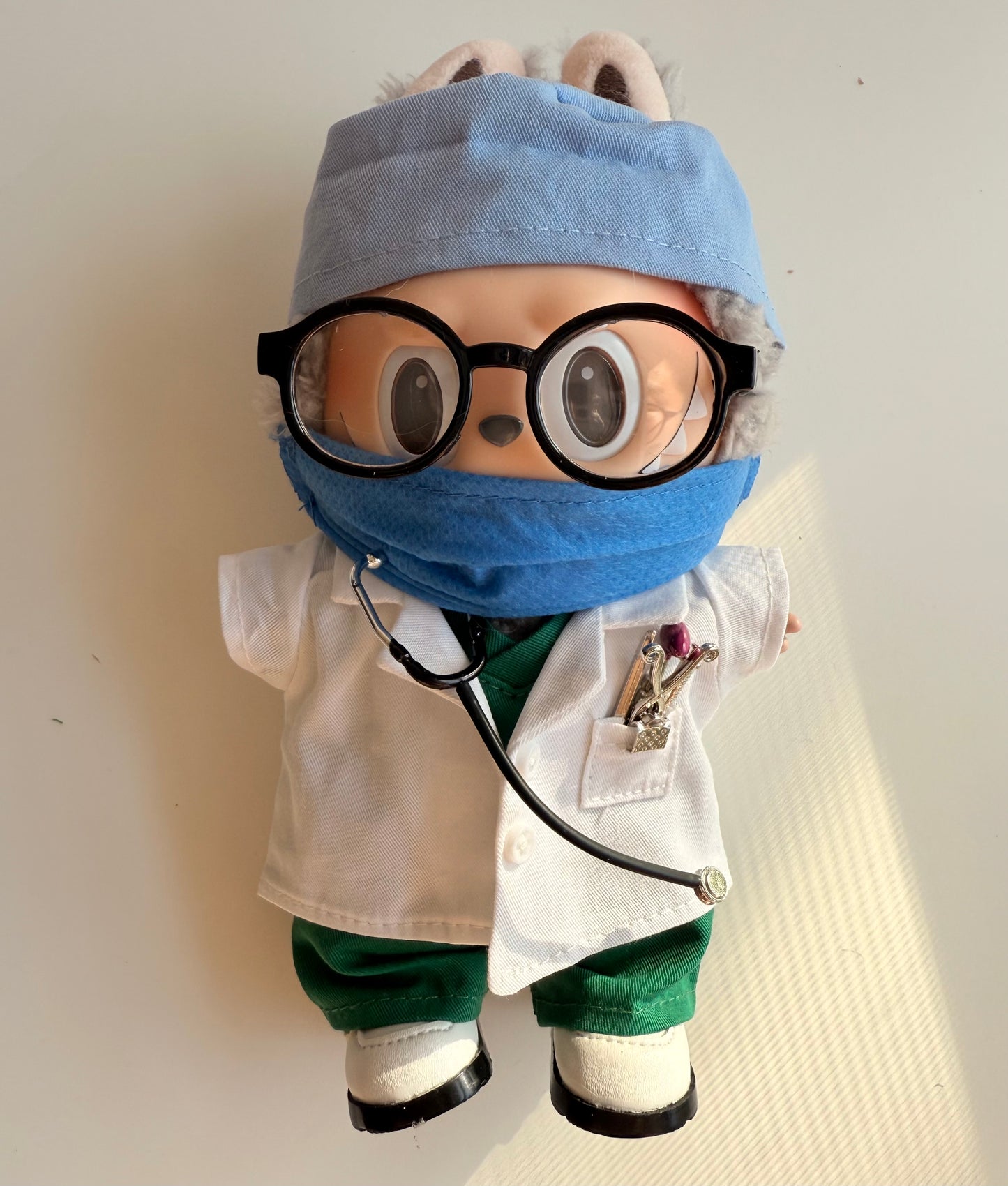 Doctor Outfit Set for Labubu – Mini Surgeon Costume with Stethoscope & Glasses