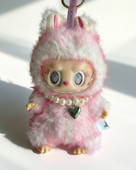 Custom Labubu Doll "Pink Butterfly Devil" – 17cm OOAK Handmade Art Toy