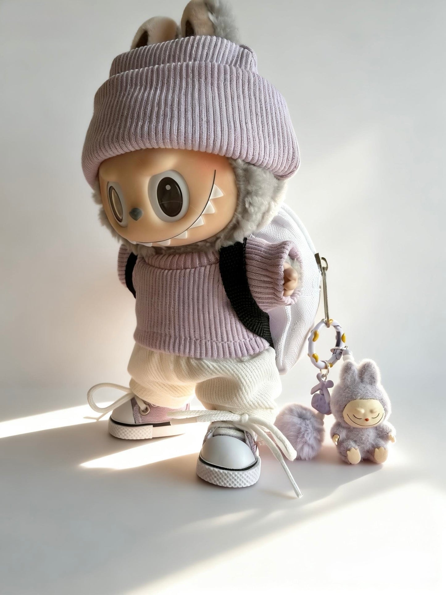 Labubu Lavender Cozy Knit Set – Mini Labubu Charm - Outfit for Labubu - Labubu Clothes