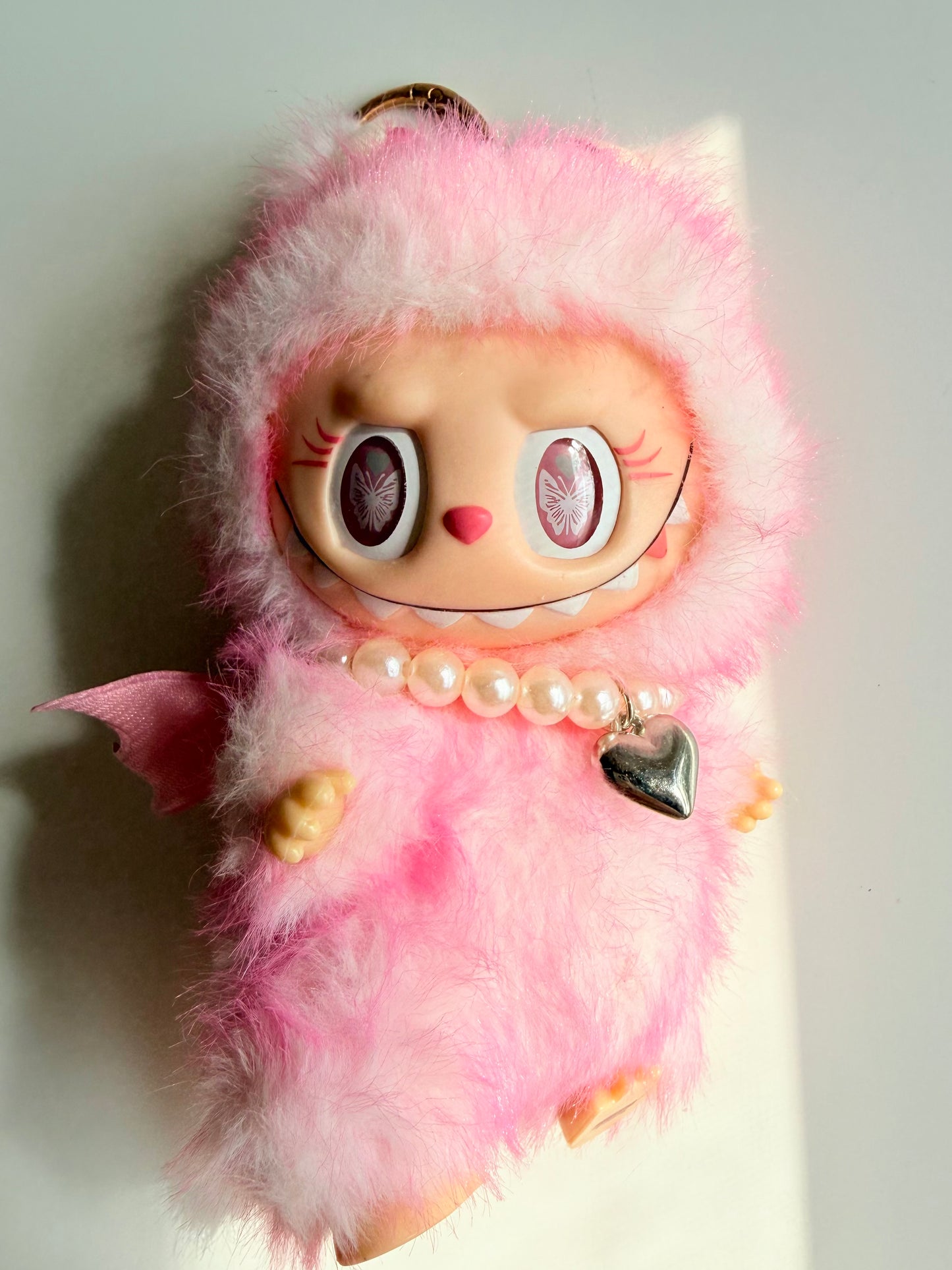 Custom Labubu Doll "Pink Butterfly Devil" – 17cm OOAK Handmade Art Toy