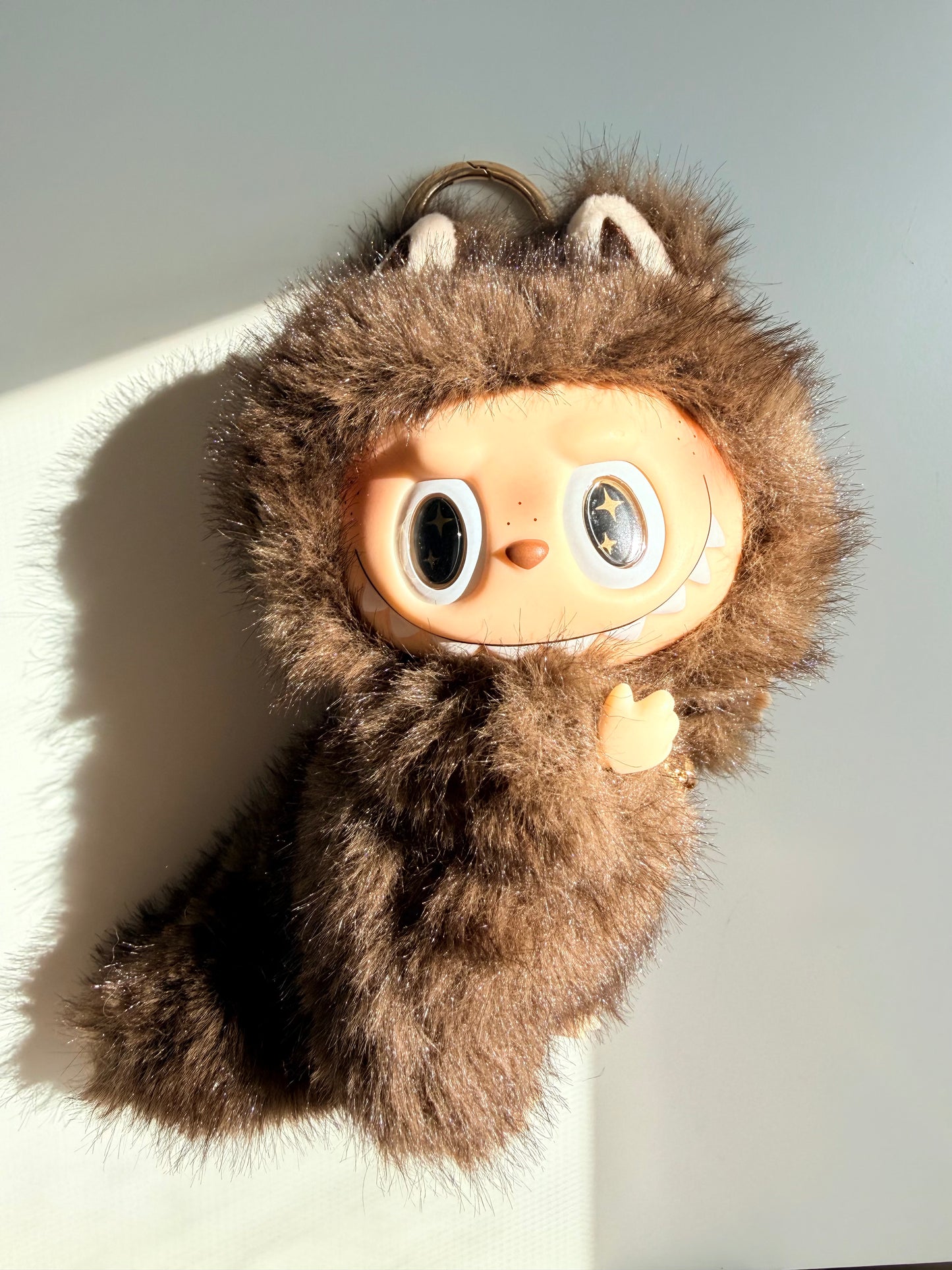 Custom Labubu Doll "Little Chief" – 17cm Brown Fluffy OOAK Art Toy
