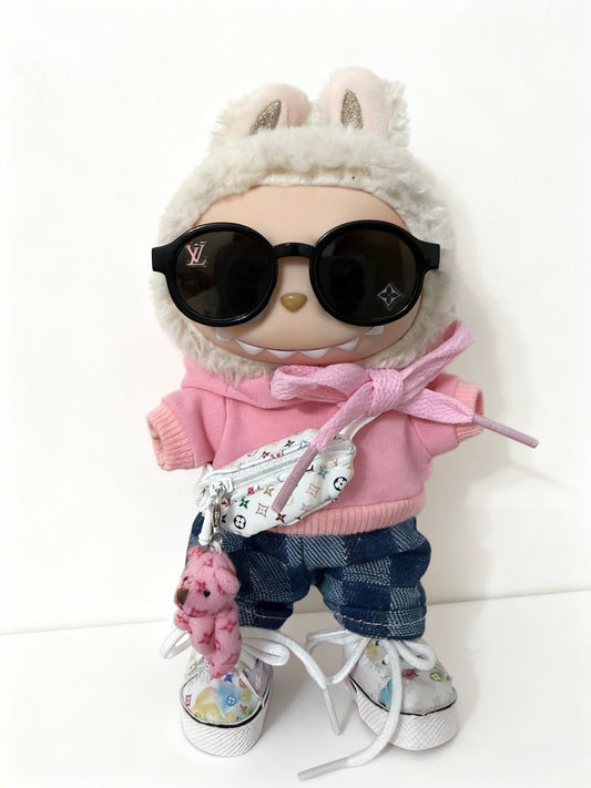The Little Bear Edit – Pink Hoodie Outfit Set for Labubu Doll