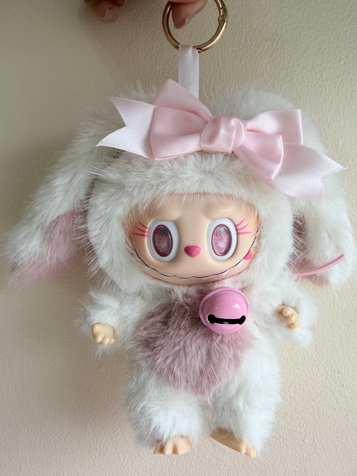 Handcrafted Labubu Art Doll – Full Custom Piece (Not Clothing) Pink Bunny Collector Edition