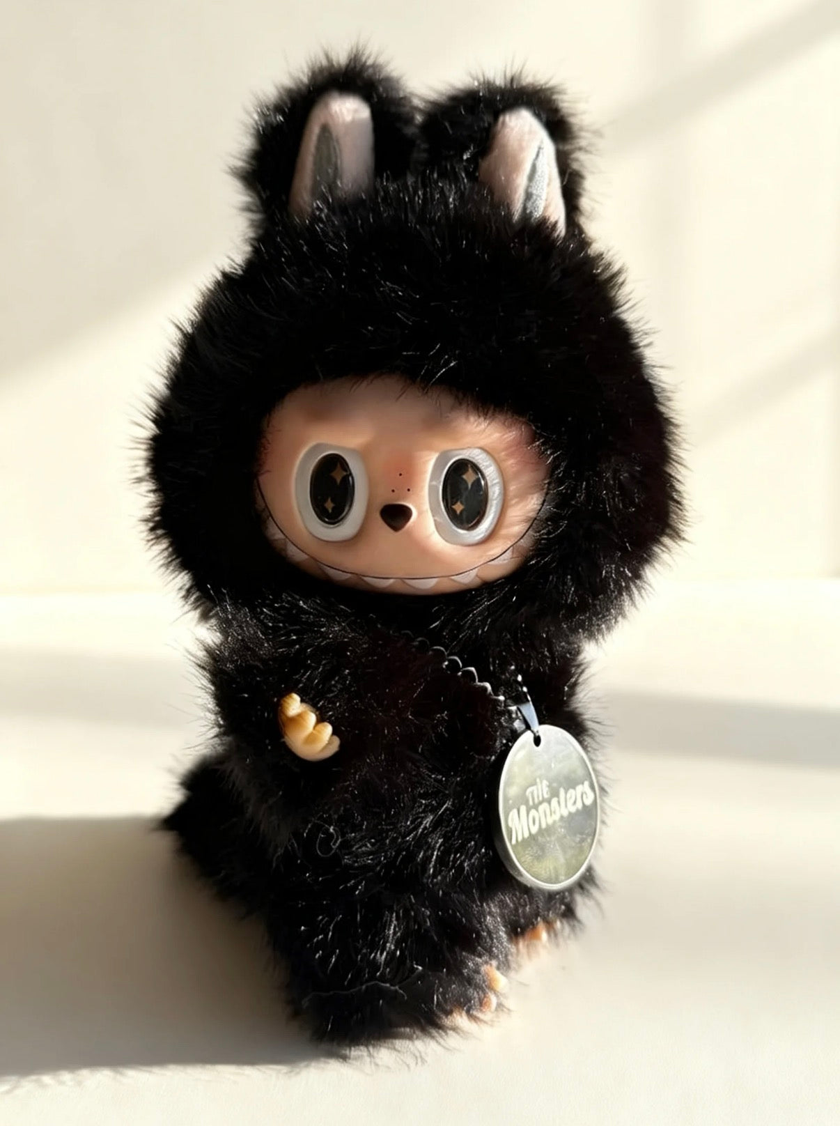 Custom Labubu Plush Doll - 17cm"Little Devil" Black Edition | Handcrafted OOAK The Monsters Art Toy