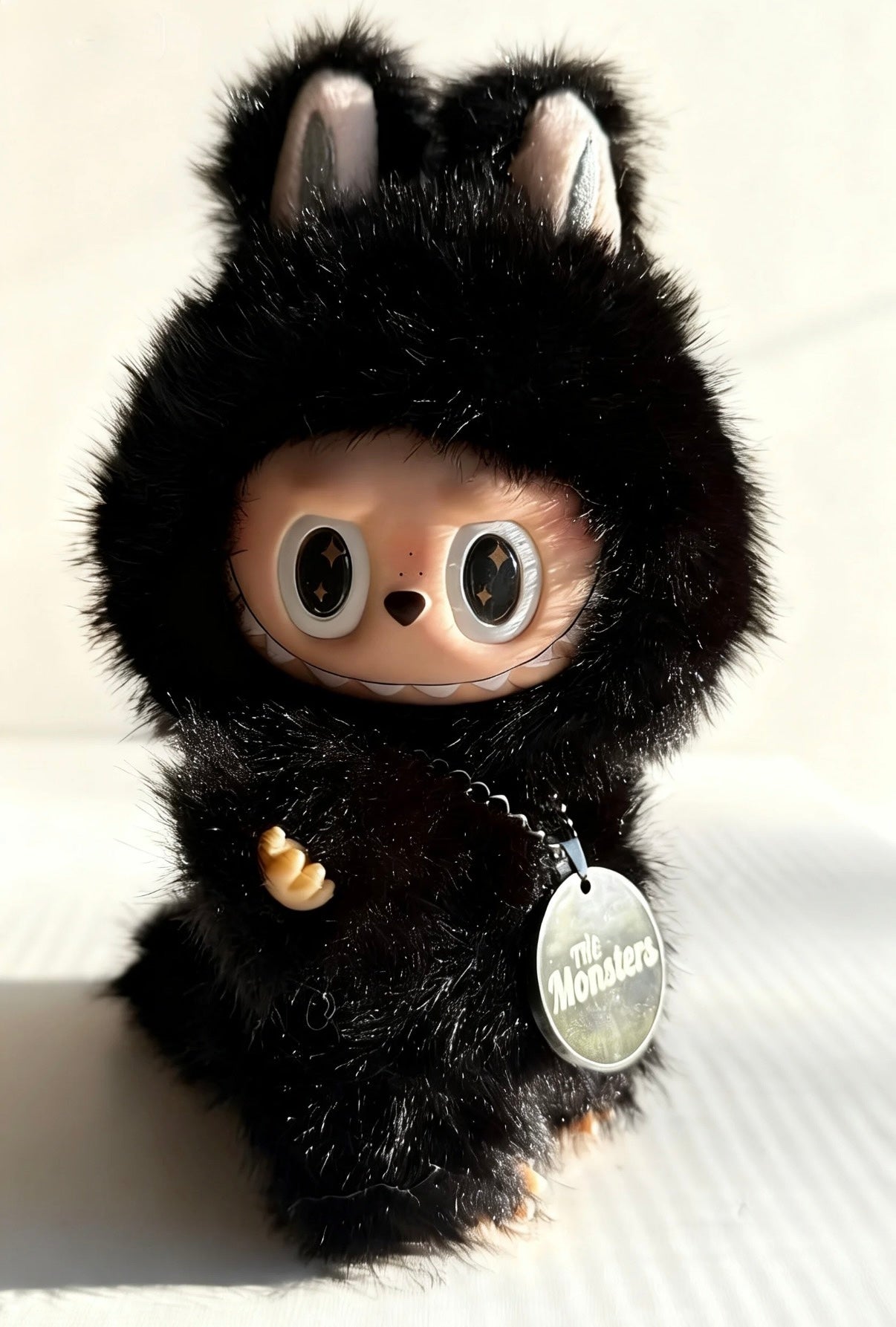 Custom Labubu Plush Doll - 17cm"Little Devil" Black Edition | Handcrafted OOAK The Monsters Art Toy