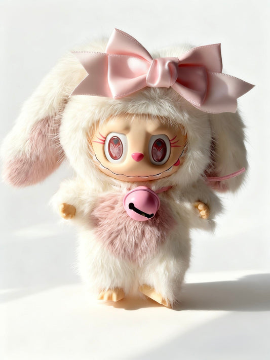 Handcrafted Labubu Art Doll – Full Custom Piece (Not Clothing) Pink Bunny Collector Edition