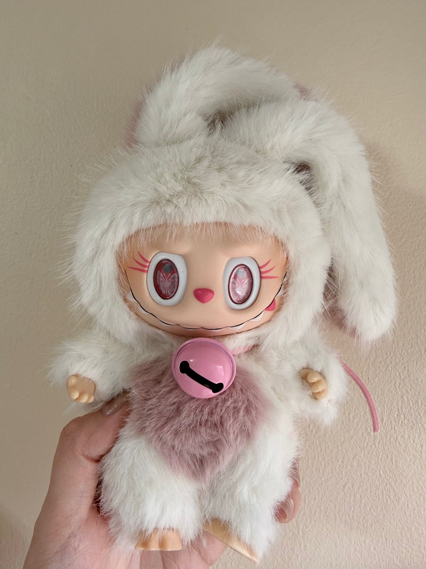 Handcrafted Labubu Art Doll – Full Custom Piece (Not Clothing) Pink Bunny Collector Edition