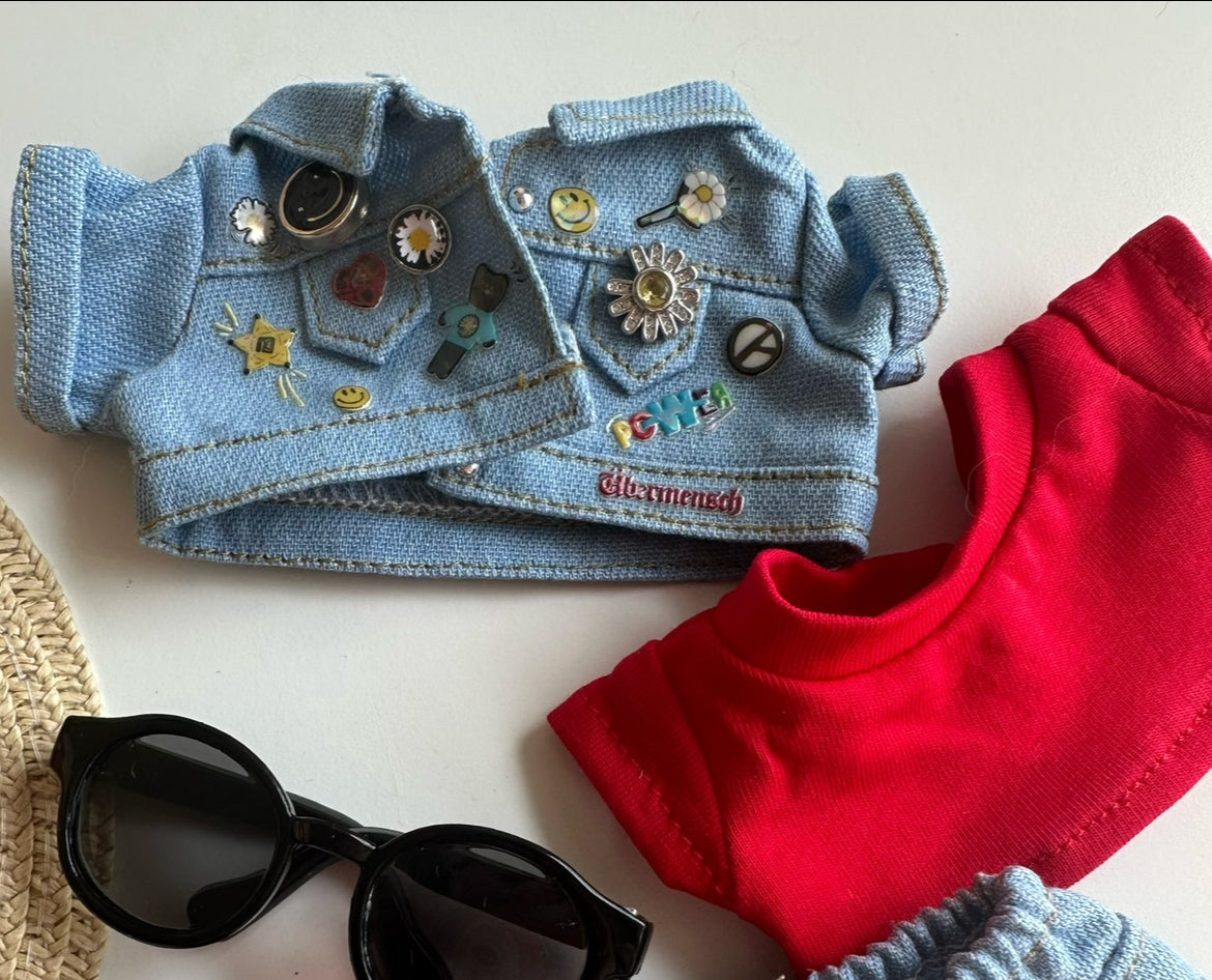 K-pop Inspired Denim Doll Outfit Set – 6 Pieces